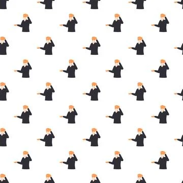 Elderly man thinking confused seamless pattern background 스톡 일러스트