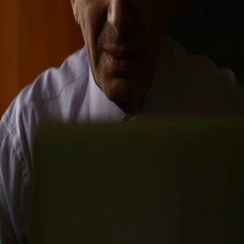 Elderly Man Used His Computer Stock Footage 69733605