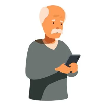 Elderly man using smartphone, embracing modern communication Stock Illustration