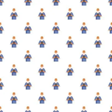 Elderly man using smartphone repeating pattern graphic Stock Illustration