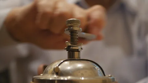 Elderly Man Using Vintage Coffee Grinder Stock Footage 108592513