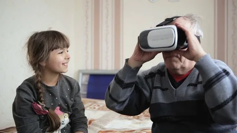 Elderly Man In Virtual Reality Headset Stock Footage 73625066