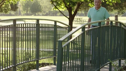 Elderly man walking in the park Stock-Footage 80133670