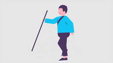Elderly Man with Walking Stick Stock Footage 327376224