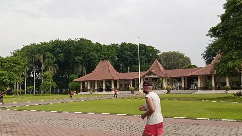 Elderly men doing recovery excercise jogging Video stock 145572826