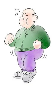 Elderly men exercise aerobics Stock Illustration