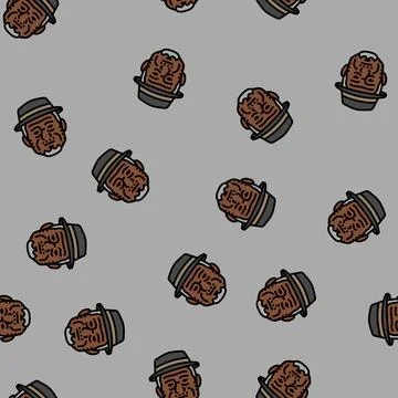 Elderly old man avatar vector seamless pattern Stock Illustration