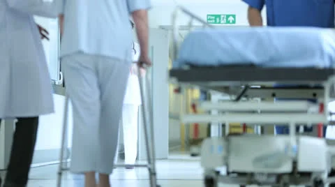 Elderly Patient Busy Medical Care Facility Stock Footage