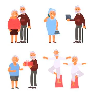 Elderly people characters Stock Illustration