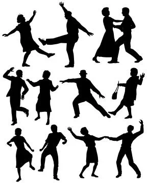 Elderly people dancing Stock Illustration
