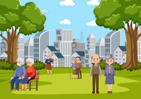 Elderly people doing activity at park Ilustração Stock