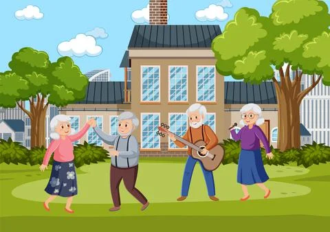 Elderly people doing activity at park Ilustración de archivo