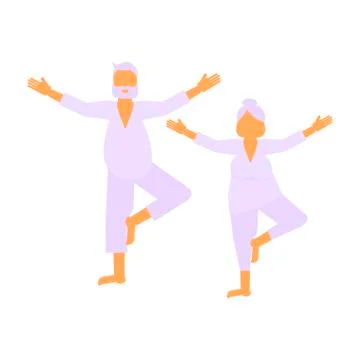Elderly people doing exercises Stock Illustration