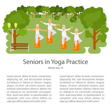 Elderly people doing exercises Stock Illustration