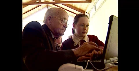 Elderly People Learning Computers, Australia (1998) Stock Footage 317736023