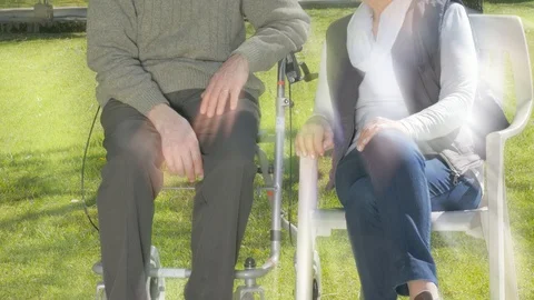 Elderly people outdoor, sun rays coming ... | Stock Video | Pond5