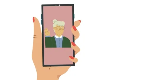 Elderly people using gadgets, talking to elderly parents via video link. The Stock Footage 237738075