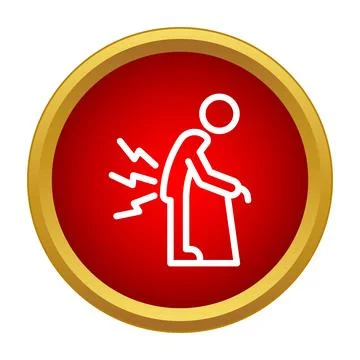 Elderly person experiencing chronic back pain using walking stick Stock Illustration
