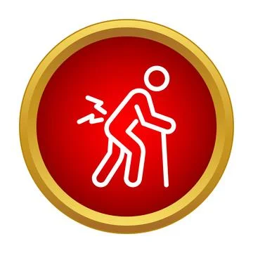 Elderly person experiencing lower back pain walking icon Stock Illustration