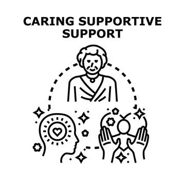Elderly person receiving caring supportive assistance and well being Stock Illustration