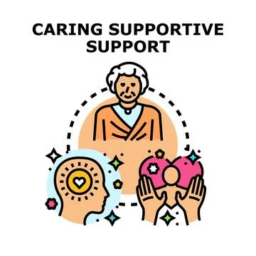 Elderly person receiving caring supportive assistance and well being Stock Illustration