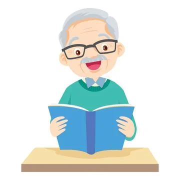 Elderly reading book Stock Illustration