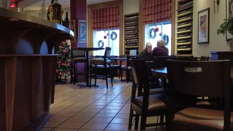 Elderly Senior Couple Ordering From Menu High End Restaurant At Christmas Stock-Footage 221866408