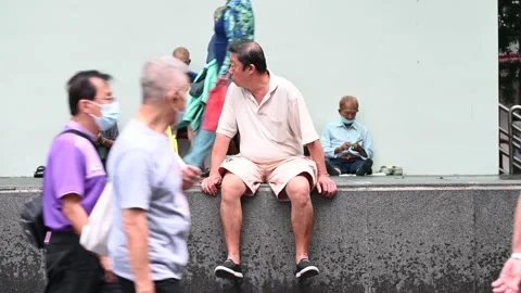 An elderly is taking a rest Stock Footage 234798570