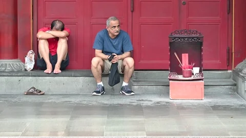 An elderly is taking a rest Stock Footage 234798610