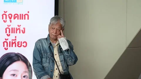 An elderly is taking a rest Video stock 240394889