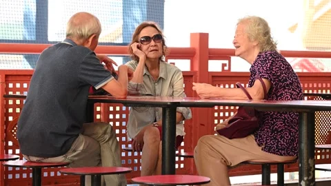An elderly is taking a rest Stock Footage 240410356