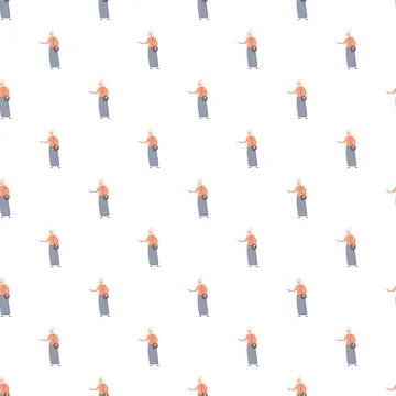 Elderly woman pointing seamless pattern flat vector イラスト素材