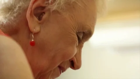 Elderly Woman Profile Cooking Stock Footage