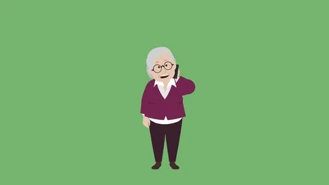 An elderly woman talking on a mobile device facing forward Stock Footage