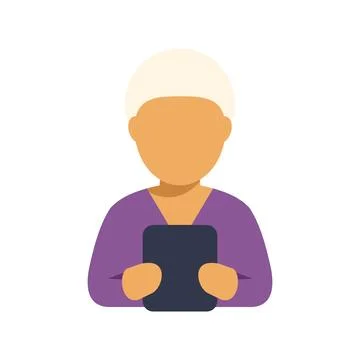 Elderly woman using digital tablet device indoors 스톡 일러스트