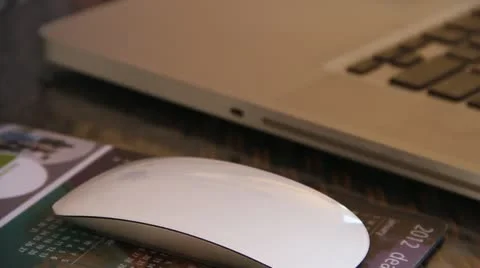 Elderly Woman's hand using computer track pad mouse Video stock 21370170