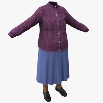 Elderly Women Clothing 3D Model