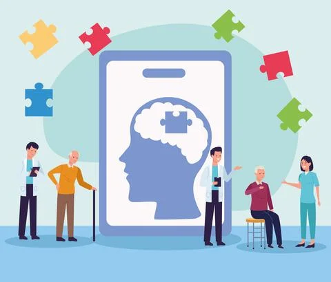 Elders and doctors Illustrazione stock