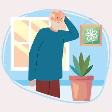 Eldery man with alzheimer Stock Illustration