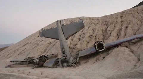 Eldorado Canyon,  crashed plane, the remains of the aircraft Stock Footage 56742337