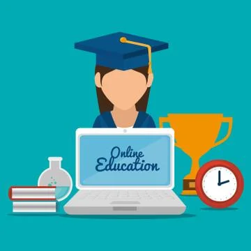 ELearning and technology education Stock Illustration