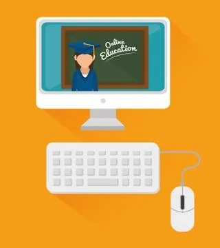 ELearning and technology education Stock Illustration