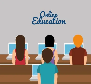 ELearning and technology education Stock Illustration