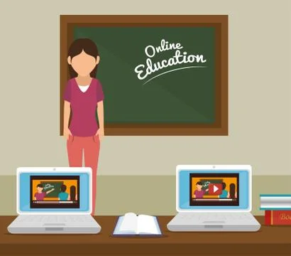 ELearning and technology education Stock Illustration