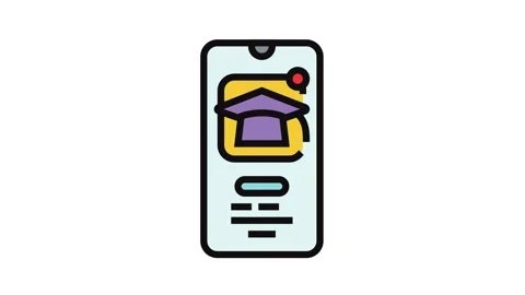 Elearning app education platform color icon animation Stock Footage 326117543