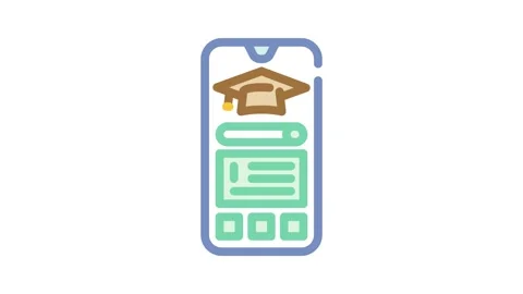 Elearning app education platform color icon animation Stock Footage 327257681