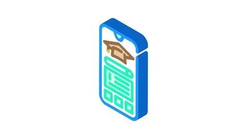 Elearning app education platform isometric icon animation Stock Footage 327277475