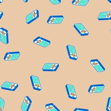 Elearning app education platform isometric icon seamless pattern Stock Illustration