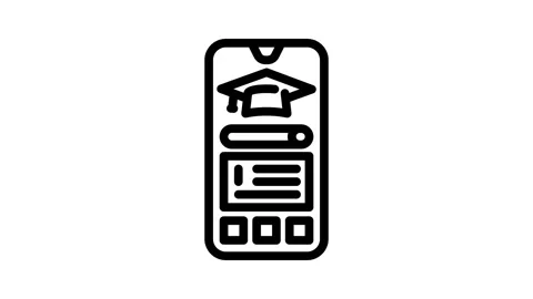Elearning app education platform line icon animation Stock Footage 326749387