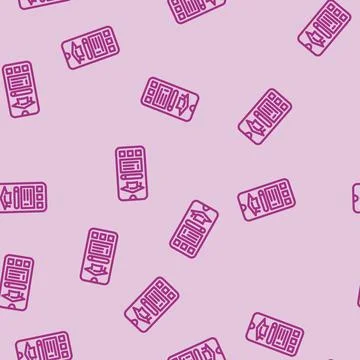 Elearning app education platform line vector seamless pattern Illustrazione stock